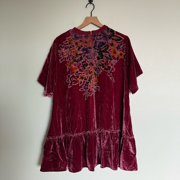 Free People Sweet Echoes Red Plum Velvet Mini Dress - Picture 9 of 10